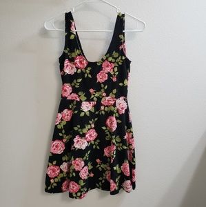 Black floral print dress